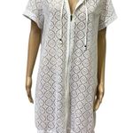 Jaclyn Smith White Lace Full Zip Up Hooded Short Sleeve Swim Coverup Womens L Photo 0