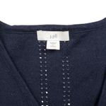 J. Jill Knit Sweater Large Petite Navy Blue 3/4 Sleeve V Photo 1