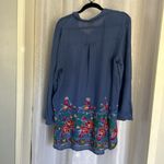 FIG & FLOWER EMBROIDERED BUTTON SHIRT Sz: L Blue Size L Photo 1