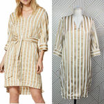 Selected Femme Jadine Shirt Dress Cream Gold Stripe Size 34 / US 4 *missing belt Photo 1