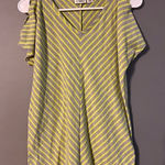 Cato  Yellow & Gray Chevron Design Cold Shoulder Cap Sleeves Top Size Small Photo 0
