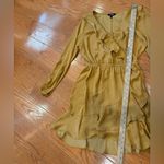EXPRESS Ruffle Faux Wrap Long Sleeve Mini Dress – Mustard Yellow – Size S Photo 5