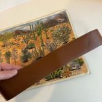 None Vintage 90s Saffron Made in Italy Brown Genuine Leather Stone Buckle Belt M Photo 11