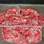 Knot Sisters Anthropologie Graylee Delilah print Floral Red Tan Viscose top Photo 5