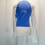 PINK - Victoria's Secret PINK by Victoria’s Secret Light Blue White Raglan Long Sleeves Cropped Top Small Photo 6