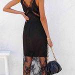 VICI BE THE ONE SATIN LACE MIDI DRESS - BLACK Photo 1