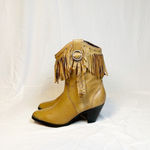 Santa Fe Boot Co Tan Leather Studded Rhinestone Fringe Cowgirl Western Boots~9~  Photo 3