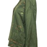 Ruby Rd Womens Shirt Jacket Embroidered Beaded Linen Blend Green Size 10 Photo 5