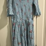 Off Shoulder Floral Romper Blue Photo 0