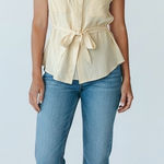 Joe Fresh Cream Button Down Blouse Size XS Belted Photo 0