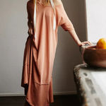 Free People  Pebble Beach Maxi T Shirt Dress XS FP Coral Orange Pink Oversized Photo 0