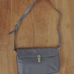 Italian Made Vintage Grey Leather Turnlock Close Shoulder Bag Gray Photo 8