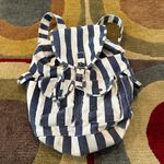 Forever 21 Medium Size Backpack Purse Bag Denim Blue White Strips See Pics Photo 0