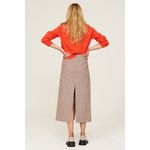 Maje Jaisa Brown Houndstooth Pattern Slit Midi Skirt Size L Photo 2