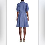 Calvin Klein Puff Sleeve Belted Dress Size 12 Chambray Denim Pockets Photo 13