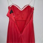 Sequin Hearts Beaded Rhinestone Strapless Coral Evening Gown Floor Length Formal Dress Photo 7