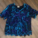 VINTAGE SEQUIN FORMAL TOP SZ 16/18 Blue Photo 0