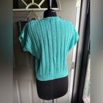 Vintage 80/90s Liz Claiborne silk blend ribbed short sleeve sweater, size SP Blue Photo 4