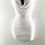 Lucy in the Sky Slinky Cowl Neck Ruched Bodycon Mini Dress White XXS Photo 6