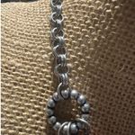 Silver Tone Multi Strand Necklace Southwestern Orange Blue White Layered Adj 18" Photo 2