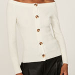 NAADAM Off The Shoulder Cardigan White Size L Photo 0