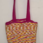 Handmade  Pink and Yellow Large Crochet Tote Photo 0