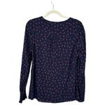 BODEN Kara Shooting Stars Blouse Navy Red Smocked Sleeves Button Front Size 10 Blue Photo 2