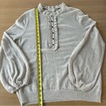 Boden Lara Frill Henley 100% Merino Wool Sweater 16/18 XL Beige Tan Knit Cottage Photo 7