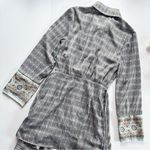 Free People  Silky Rillo Print Mini Shirtdress Navy Combo Photo 8