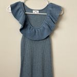 LPA Revolve  Blue Knit Sweater Maxi Dress with Ruffle Detail Size: XS Photo 2