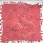 Splatter Paint Scarf Pink Fringe Eclectic Square Art to Wear Funky Colorful Photo 8