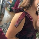 Nordstrom DR2 by Daniel Rainn Organza Floral Print Tie Shoulder Maxi Dress Maroon Size XS Photo 2