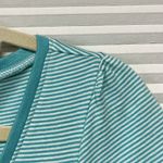 Caslon NWT Turquoise and White Stripe V-neck Banded Bottom Hem T-Shirt Photo 1