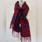 Gucci  644365 Red Blue Wool Jacquard Check GG Diamcheck Logo UNISEX Fringe Scarf Photo 7
