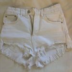 ZARA White High Rise Jean Shorts Distressed Photo 0