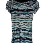 Speechless  Short Puff Sleeve Scoop neck Self‎ Tie Blouse Multicolor Sz S Photo 1