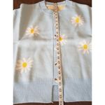 Womens Sweater Cardigan Ribbed Neckline Floral Daisy Blue Artsy Grandmacore XL Multiple Photo 9