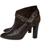 Diane Von Furstenberg  Leather Ankle Booties Braided Studded Brown Suede Size 7.5 Photo 7