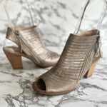 Paul Green Cayanne Booties Ankle Metallic Open Toe Block Heel 6 Champagne Chic Photo 1