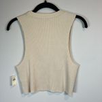 Aerie  Ribbed Raw Edge Cropped Tank Top Cream Sleeveless Shirt NEW  Women's Large Photo 6