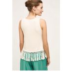 Anthropologie  Eri + Ali Cream Ribbed Knit Fringe Tank Top Medium Loose Tunic Photo 12