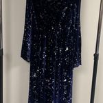 Spirit  Blue Velvet Cold Shoulder Silver Constellations Dress Size S/M Photo 6