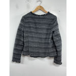 Adrienne Vittadini Womans Open Front Lapel Blazer Large Black White Photo 1