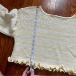 Nasty Gal  butter yellow and white cropped flare sleeve sweater size small Photo 4