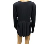 Boston Proper Black Rayon Wrap Peplum Embellished Velvet Waist Long Sleeve M Photo 2