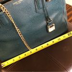 Henri Bendel CARLYLE Caviar Tumbled Teal Leather Satchel Bag with Original Strap Photo 7