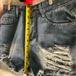 Jeans High Waist Distressed Denim Shorts S Festival Summer Boho Classic Rave Blue Photo 8