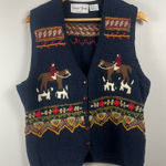 Sharon young 90s equestrian western horse navy knit vest size medium Blue Photo 0
