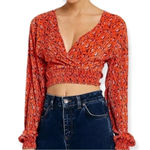 Urban Outfitters NWT  Floral Plisse Wrap Crop Top Photo 0