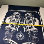 Chic Asymmetrical Navy Dress with Equestrian Design Blue Photo 7